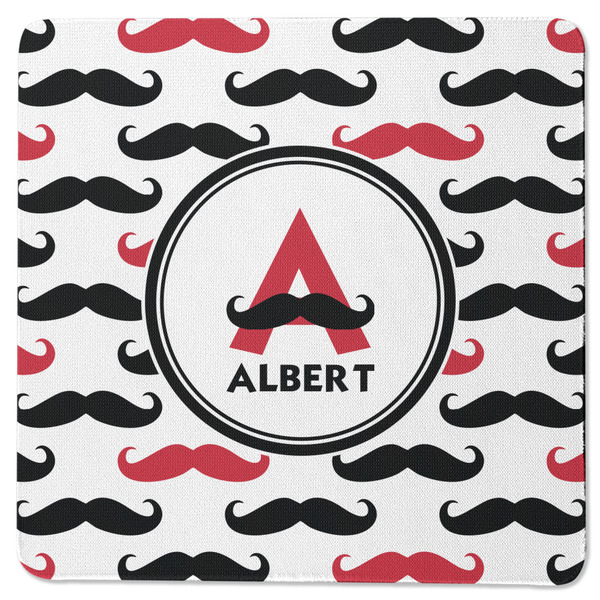Mustache Print Square Coaster Rubber Back - Single