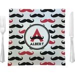 Mustache Print 9.5" Glass Square Lunch / Dinner Plate- Single or Set of 4 (Personalized)