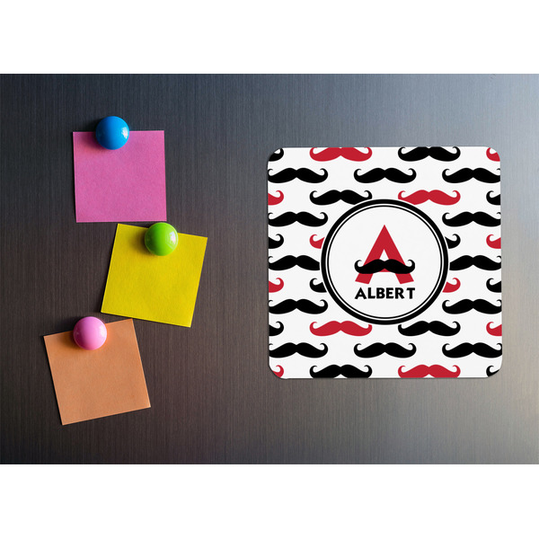 Mustache Print Square Fridge Magnet - LIFESTYLE