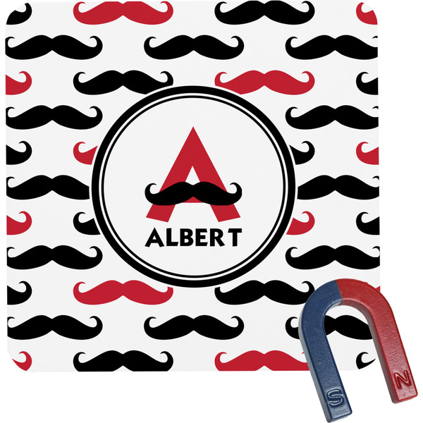 Custom Mustache Print Square Fridge Magnet (Personalized)