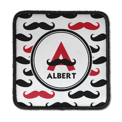 Mustache Print Iron On Square Patch w/ Name and Initial