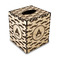 Mustache Print Square Tissue Box Covers - Wood - Front