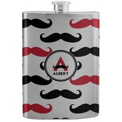 Mustache Print Stainless Steel Flask (Personalized)