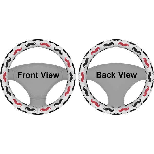 Mustache Print Steering Wheel Cover- Front and Back
