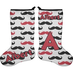Mustache Print Holiday Stocking - Double-Sided - Neoprene (Personalized)