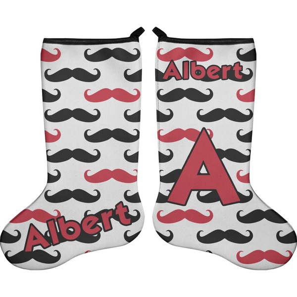 Custom Mustache Print Holiday Stocking - Double-Sided - Neoprene (Personalized)