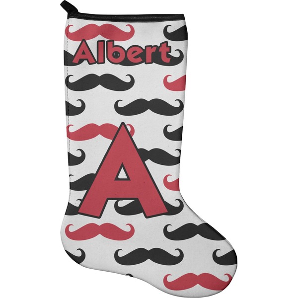 Custom Mustache Print Holiday Stocking - Neoprene (Personalized)