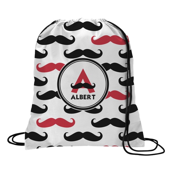Custom Mustache Print Drawstring Backpack - Large (Personalized)