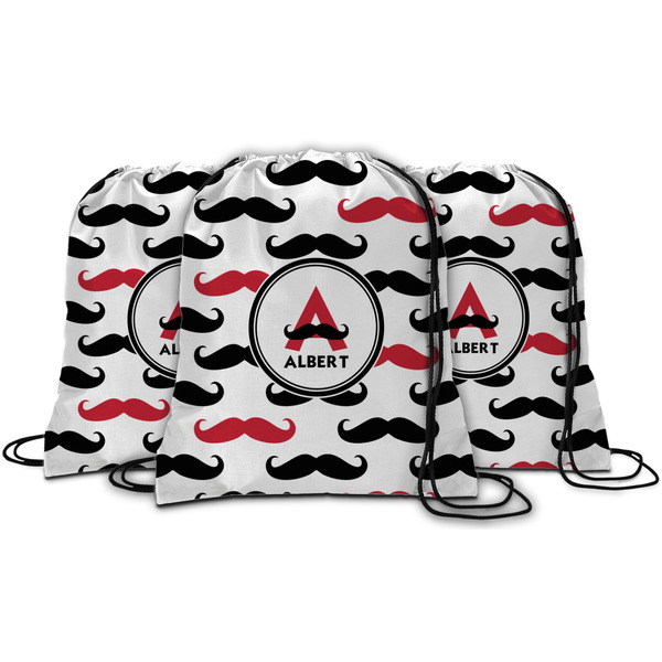 Mustache Print String Backpack - MAIN
