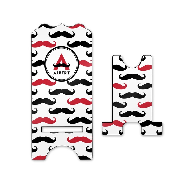 Mustache Print Stylized Phone Stand - Front & Back - Small
