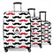 Mustache Print 3 Piece Luggage Set - 20" Carry On, 24" Medium Checked, 28" Large Checked (Personalized)