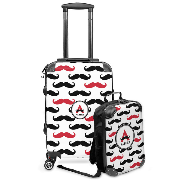 Custom Mustache Print Kids 2-Piece Luggage Set - Suitcase & Backpack (Personalized)
