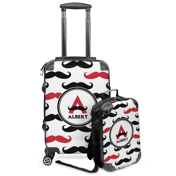 Custom Mustache Print Kids 2-Piece Luggage Set - Suitcase & Backpack (Personalized)