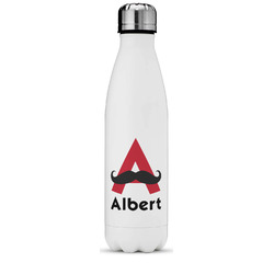 Mustache Print Water Bottle - 17 oz. - Stainless Steel - Full Color Printing (Personalized)