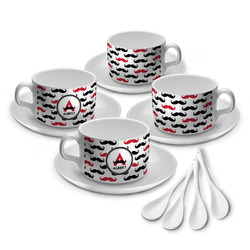 Mustache Print Tea Cup - Set of 4 (Personalized)