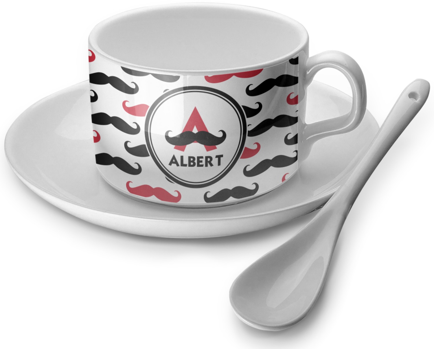 Mustache Print Tea Cup Set of 4 (Personalized) YouCustomizeIt