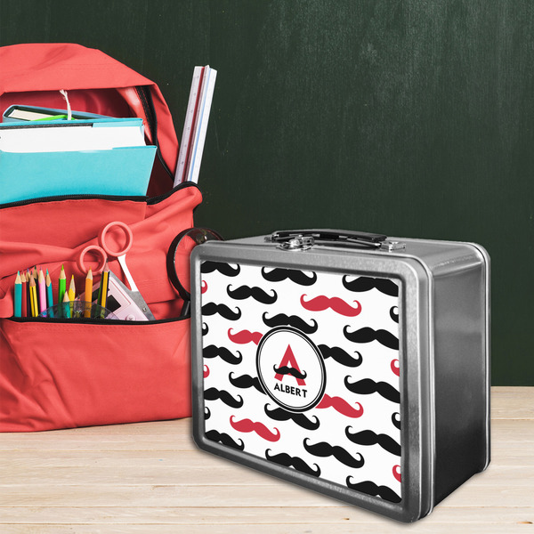 Mustache Print Tin Lunchbox - LIFESTYLE
