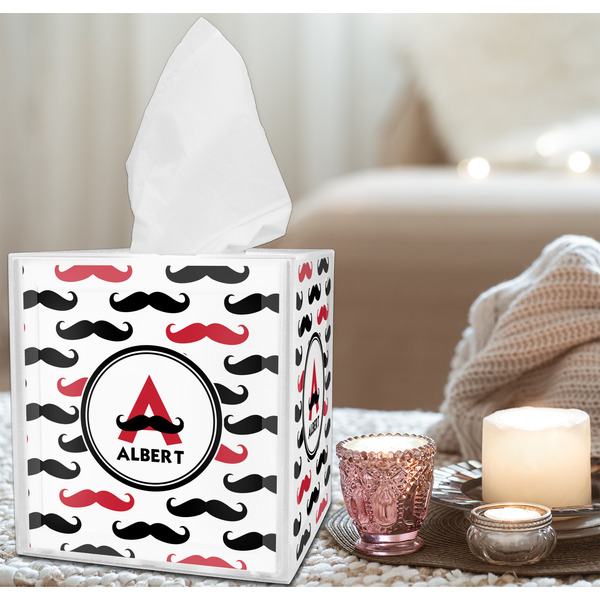 Mustache Print Tissue Box - LIFESTYLE