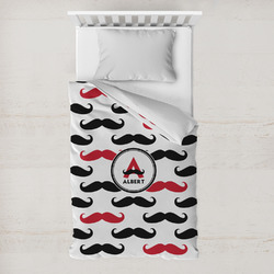 Mustache Print Toddler Duvet Cover w/ Name and Initial