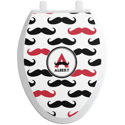 Mustache Print Toilet Seat Decal - Elongated (Personalized)