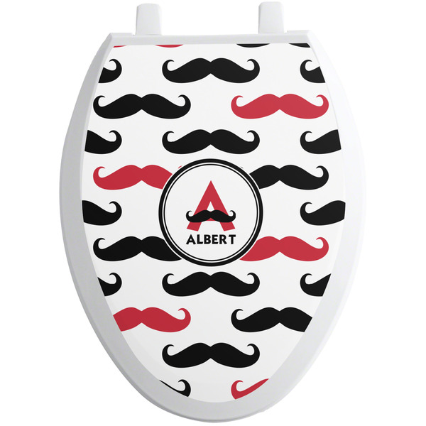Custom Mustache Print Toilet Seat Decal - Elongated (Personalized)