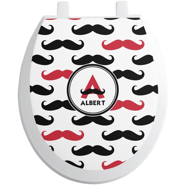 Custom Mustache Print Toilet Seat Decal (Personalized)