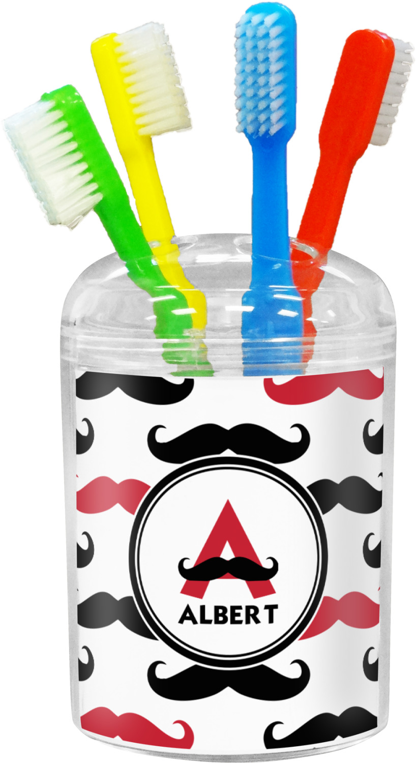 Mustache Print Toothbrush Holder (Personalized) YouCustomizeIt