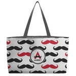 Mustache Print Beach Totes Bag - w/ Black Handles (Personalized)