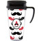 Mustache Print Travel Mug with Black Handle - Front