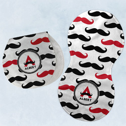 Mustache Print Burp Pads - Velour - Set of 2 w/ Name and Initial