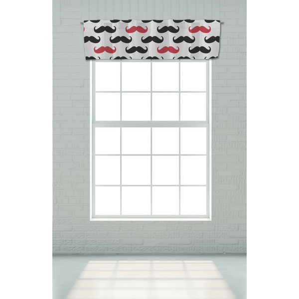 Mustache Print Valance - On window