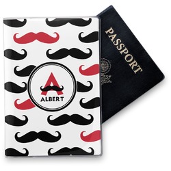 Mustache Print Vinyl Passport Holder (Personalized)