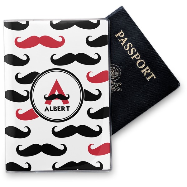 Custom Mustache Print Vinyl Passport Holder (Personalized)