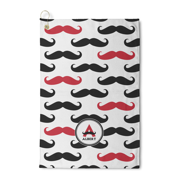 Custom Mustache Print Waffle Weave Golf Towel (Personalized)