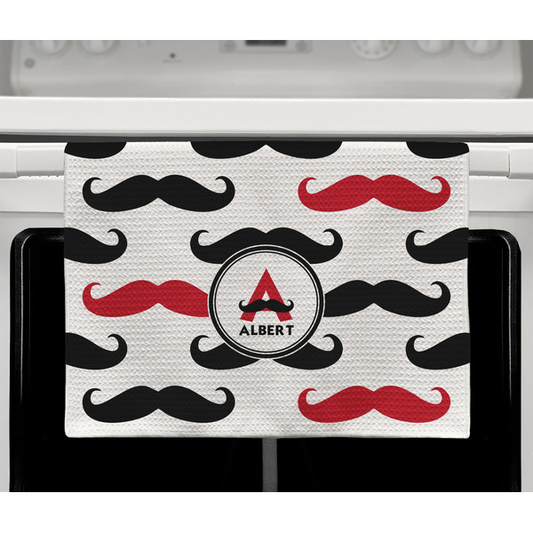 Mustache Print Waffle Weave Towel - Full Color Print - Lifestyle2 Image