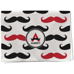 Mustache Print Kitchen Towel - Waffle Weave (Personalized)