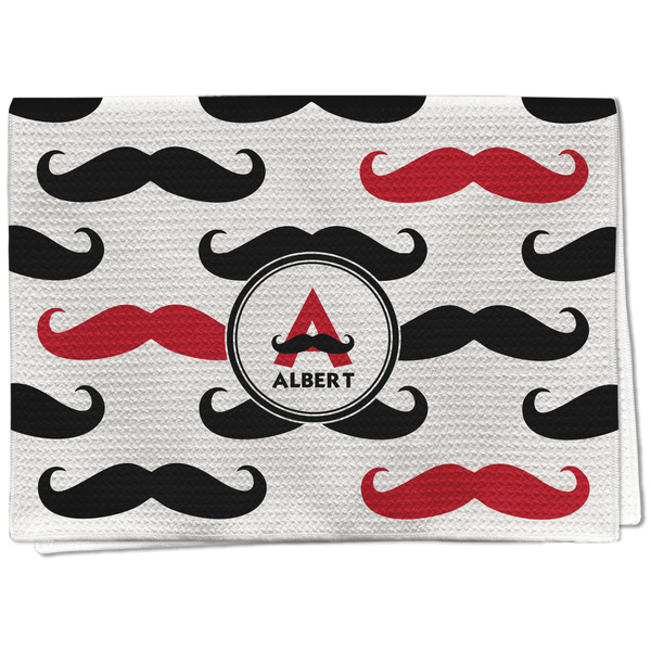 Custom Mustache Print Kitchen Towel - Waffle Weave - Full Color Print (Personalized)