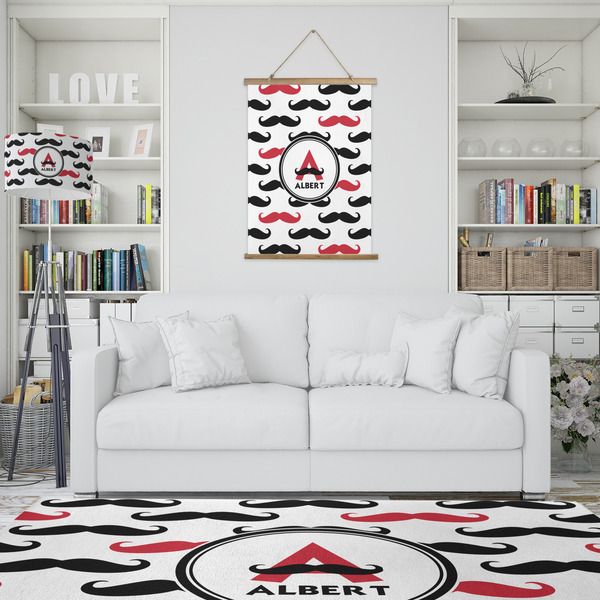 Mustache Print Wall Hanging Tapestry - Portrait - IN CONTEXT