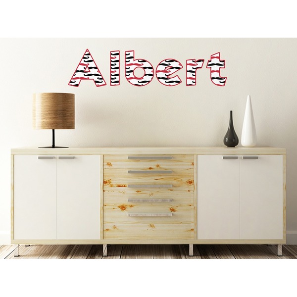 Mustache Print Wall Name Decal On Wooden Desk