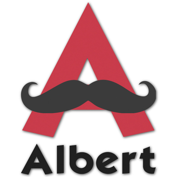 Custom Mustache Print Name & Initial Decal - Up to 9"x9" (Personalized)