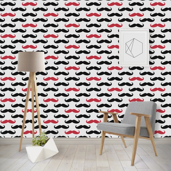 Custom Mustache Print Wallpaper & Surface Covering (Water Activated - Removable)