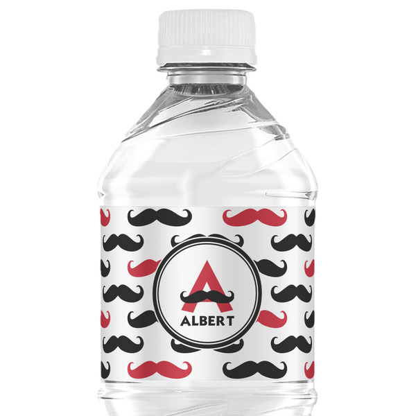 Custom Mustache Print Water Bottle Labels - Custom Sized (Personalized)