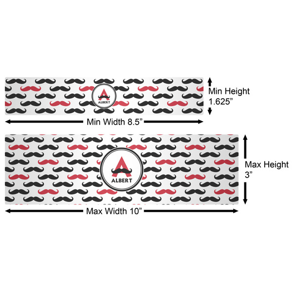 Mustache Print Water Bottle Labels w/ Dimensions