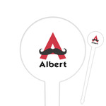 Mustache Print 6" Round Plastic Food Picks - White - Single Sided (Personalized)
