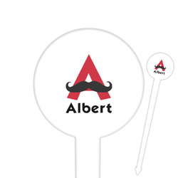 Mustache Print Round Plastic Food Picks (Personalized)