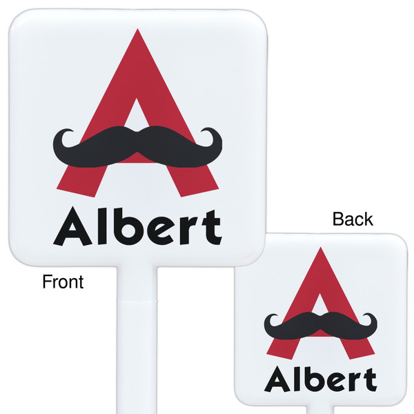Mustache Print White Plastic Stir Stick - Double Sided - Approval
