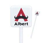 Mustache Print Square Plastic Stir Sticks - Double Sided (Personalized)