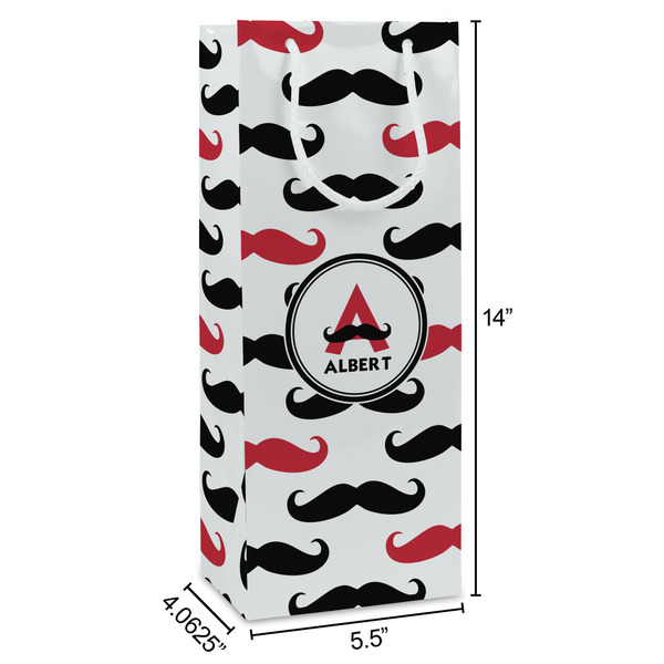 Mustache Print Wine Gift Bag - Dimensions