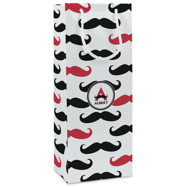 Custom Mustache Print Wine Gift Bags - Matte (Personalized)