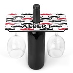 Mustache Print Wine Bottle & Glass Holder (Personalized)
